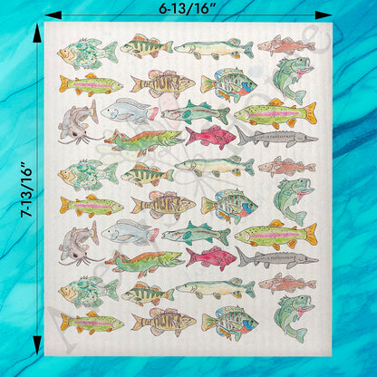 Lake Fish Pattern Swedish Dishcloth – Freshwater Decor