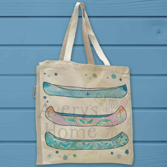 Lake Life Canoe Organic Cotton Tote Bag – Nature Paddle Decor