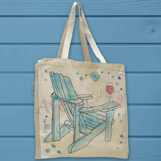 River & Wine Organic Cotton Tote Bag – Nature Decor Gift
