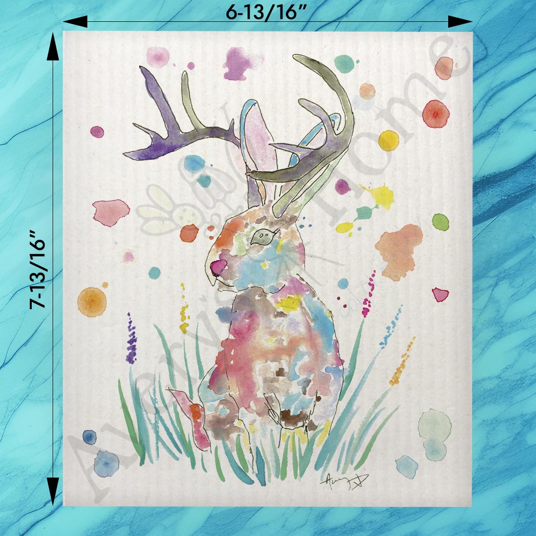 Jackalope Swedish Dishcloth – Whimsical Mountain Decor
