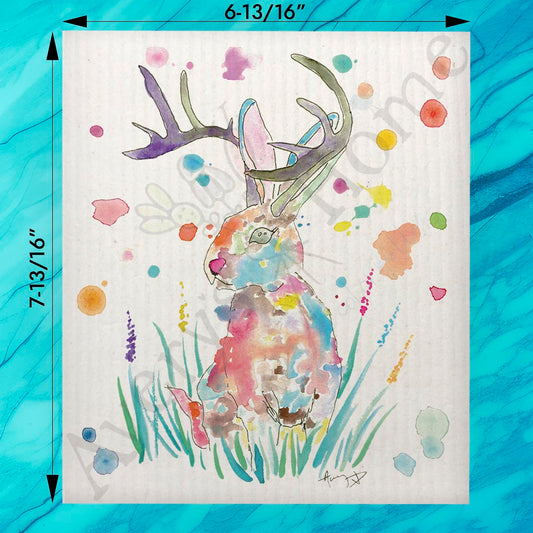 Jackalope Swedish Dishcloth – Whimsical Mountain Decor