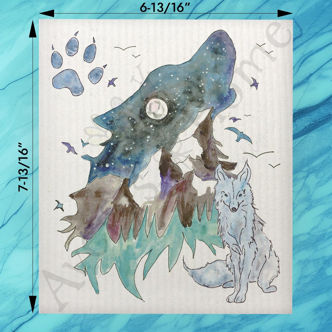 Mountain Wolf Swedish Dishcloth – Wilderness Decor