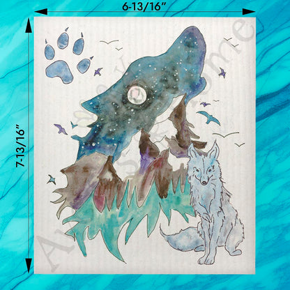 Mountain Wolf Swedish Dishcloth – Wilderness Decor