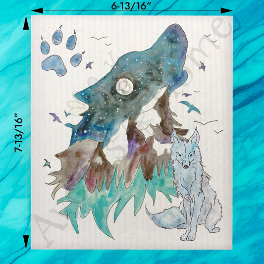 Mountain Wolf Swedish Dishcloth – Wilderness Decor
