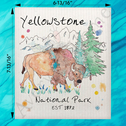 Yellowstone National Park Swedish Dishcloth – Scenic USA Decor