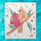 Cardinal Couple Swedish Dishcloth – Lovebirds in the Pines