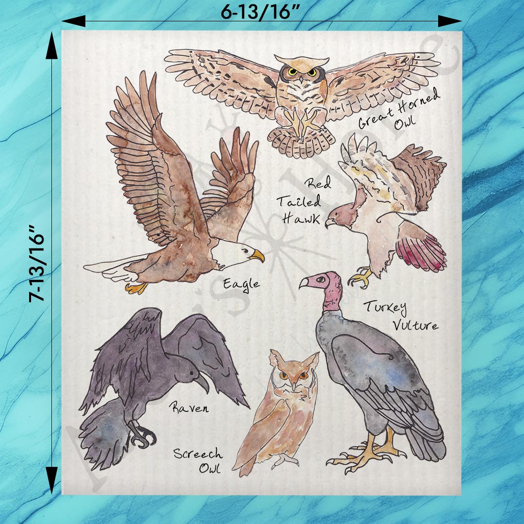 Birds of Prey Swedish Dishcloth – Raptor Enthusiast Decor