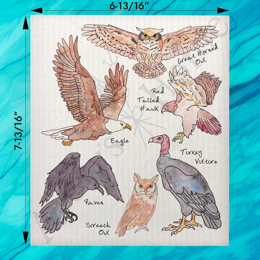 Birds of Prey Swedish Dishcloth – Raptor Enthusiast Decor