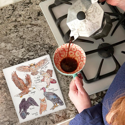 Birds of Prey Swedish Dishcloth – Raptor Enthusiast Decor