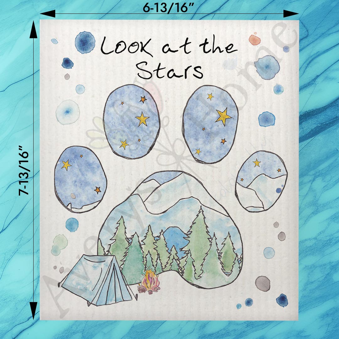 Stars Dogs Camping Swedish Dishcloth – Under the Sky Decor