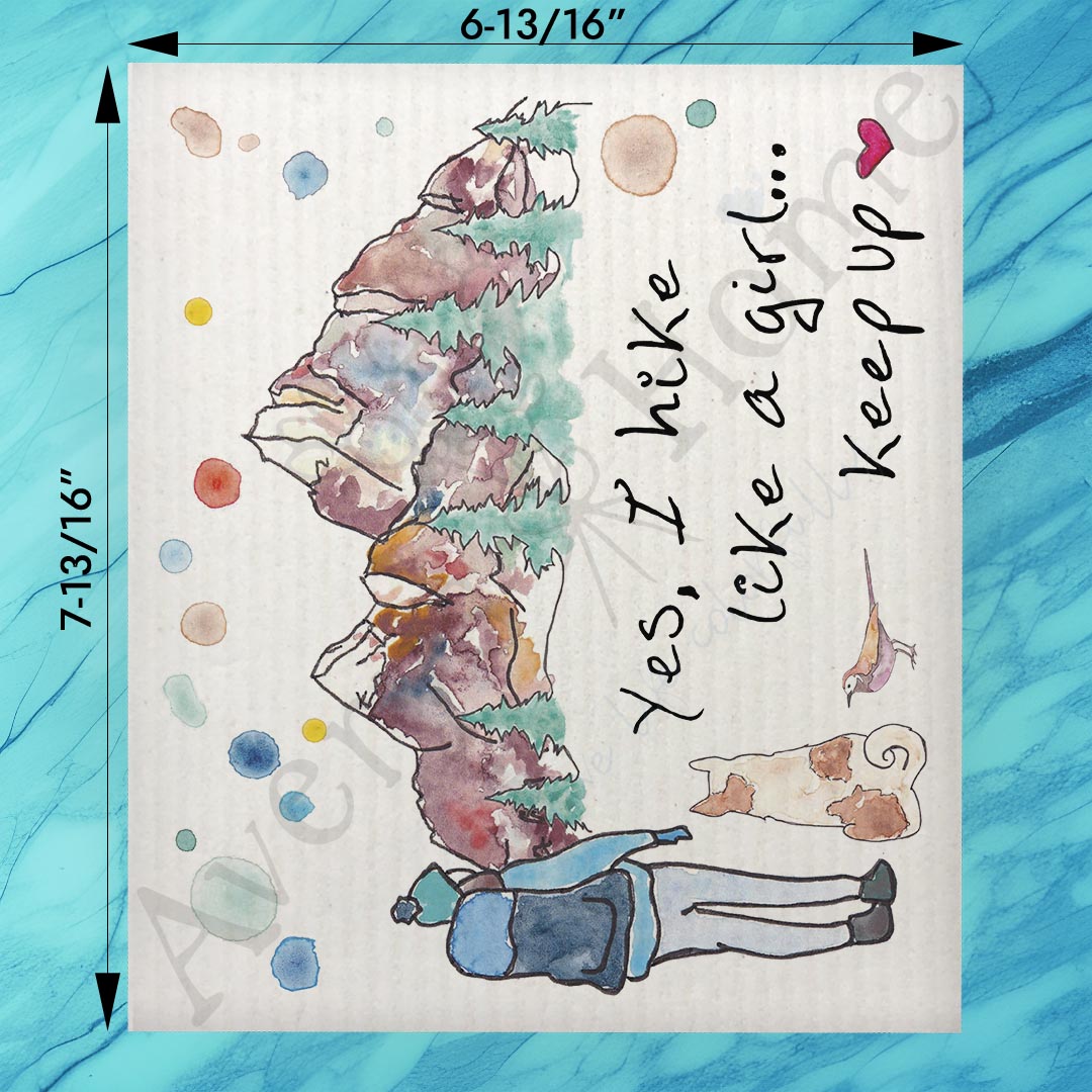 Hike Like a Girl Swedish Dishcloth – Dog Trail Humor