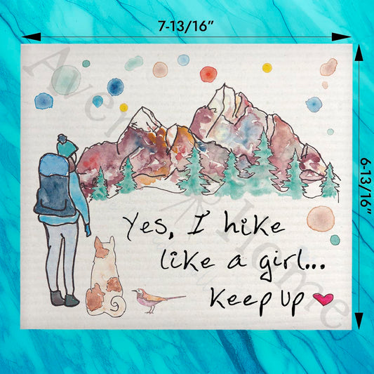 Hike Like a Girl Swedish Dishcloth – Dog Trail Humor