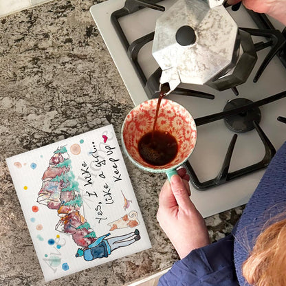 Hike Like a Girl Swedish Dishcloth – Dog Trail Humor