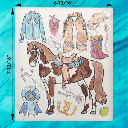 Western Horse Riding Swedish Dishcloth – Cowboy Decor