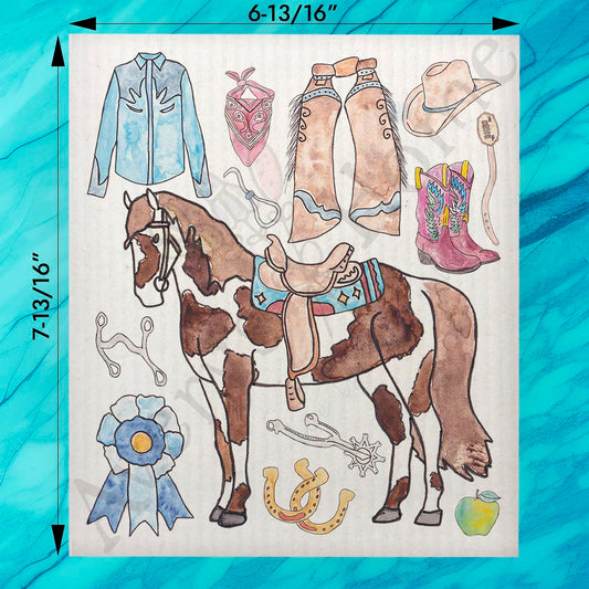 Western Horse Riding Swedish Dishcloth – Cowboy Decor