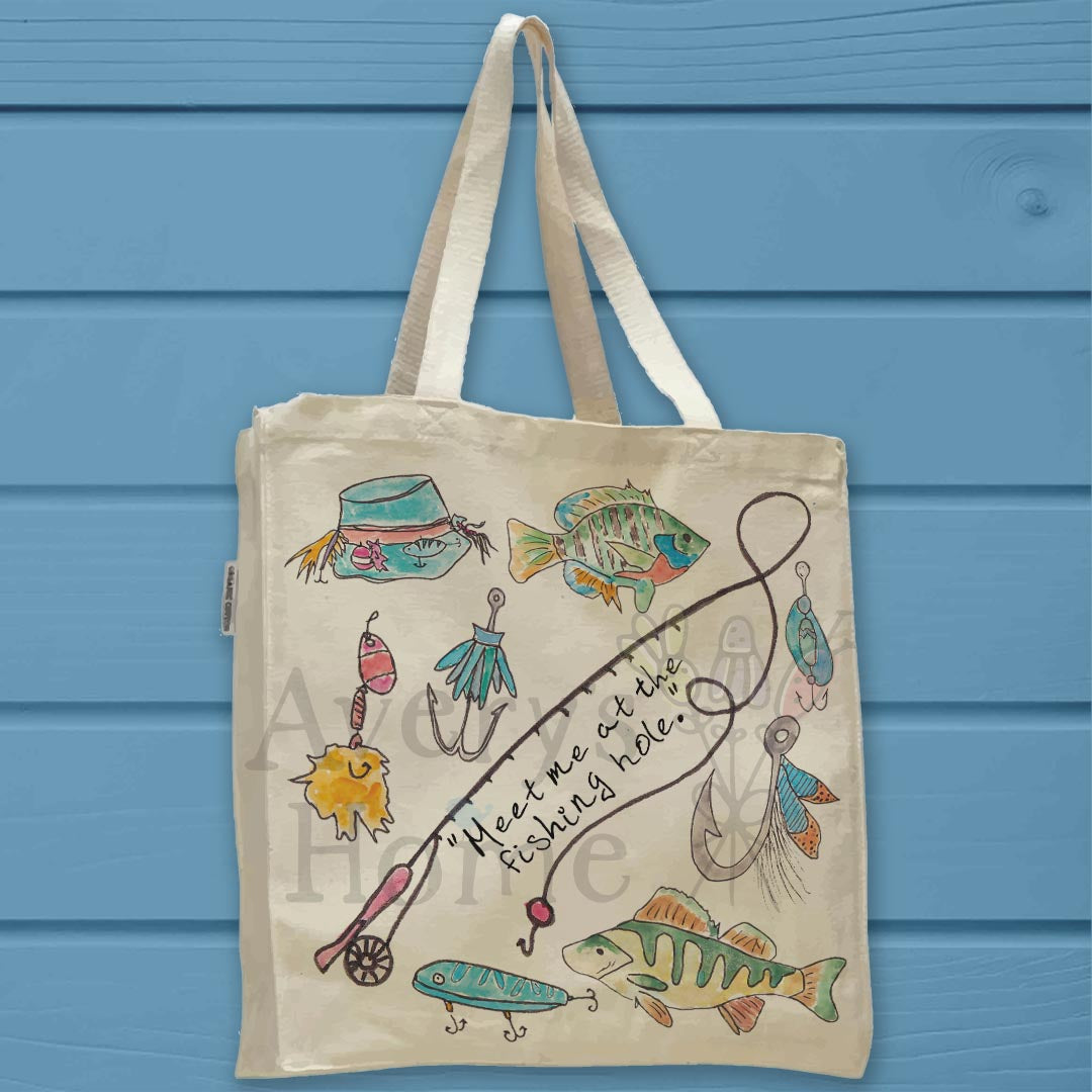 Let’s Go Fishing Organic Cotton Tote Bag – Outdoor Lake Decor