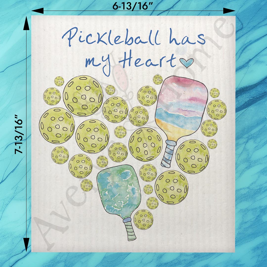 Pickleball Valentine Swedish Dishcloth – Sporty Heart Gift