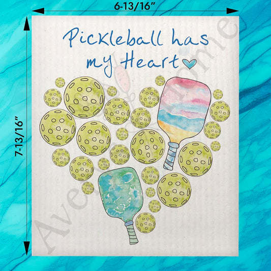 Pickleball Valentine Swedish Dishcloth – Sporty Heart Gift