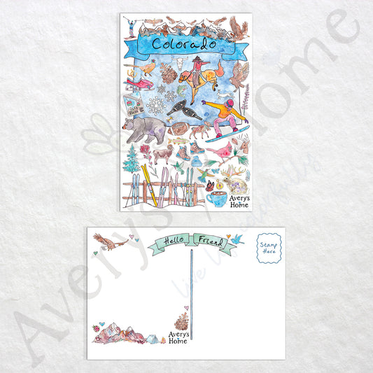 Colorado State Map Postcard
