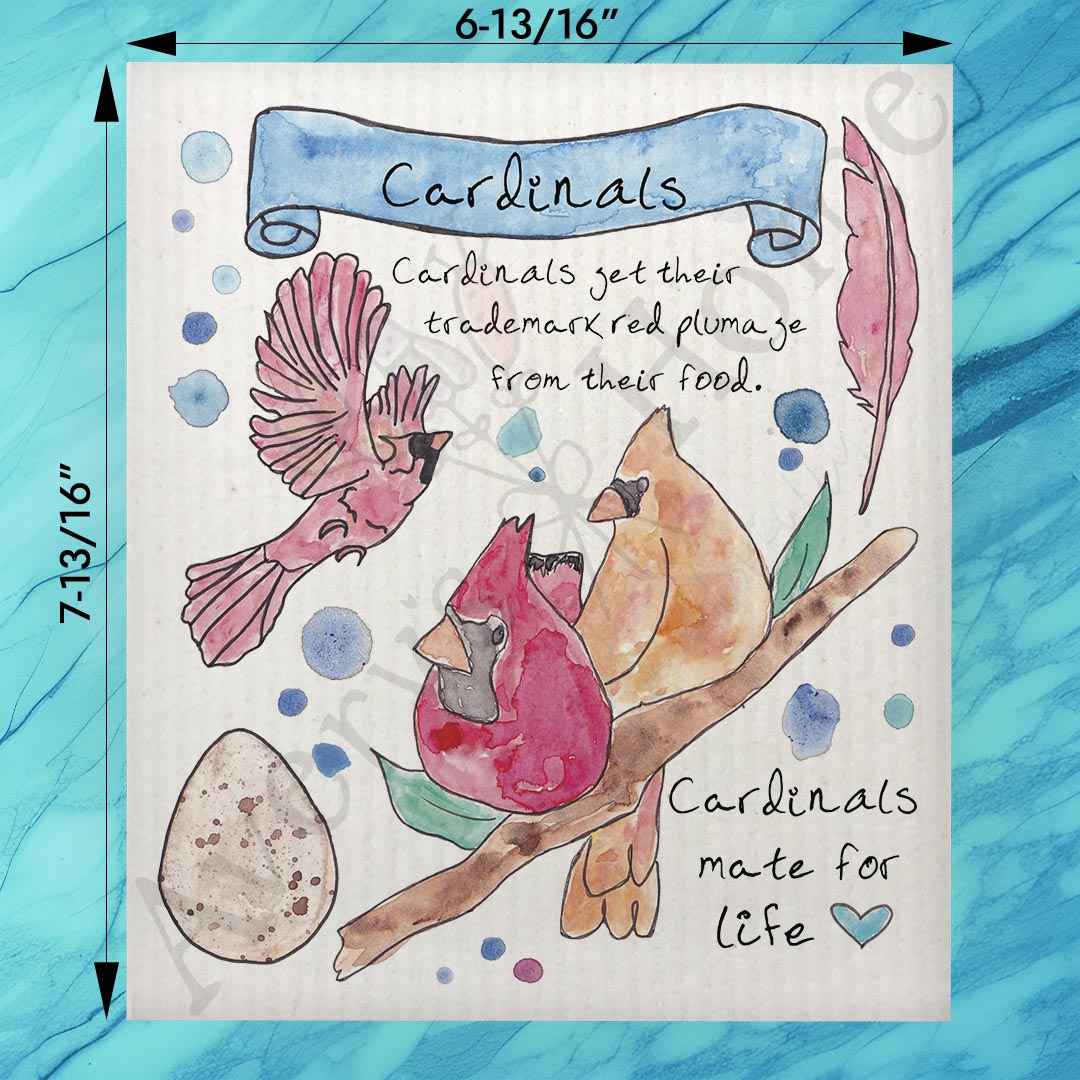 Cardinal Bird Facts Swedish Dishcloth – Nature Decor