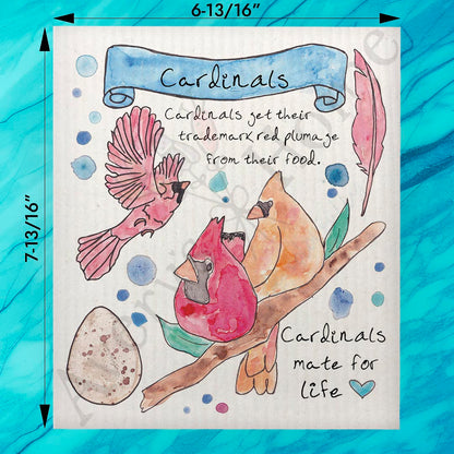 Cardinal Bird Facts Swedish Dishcloth – Nature Decor