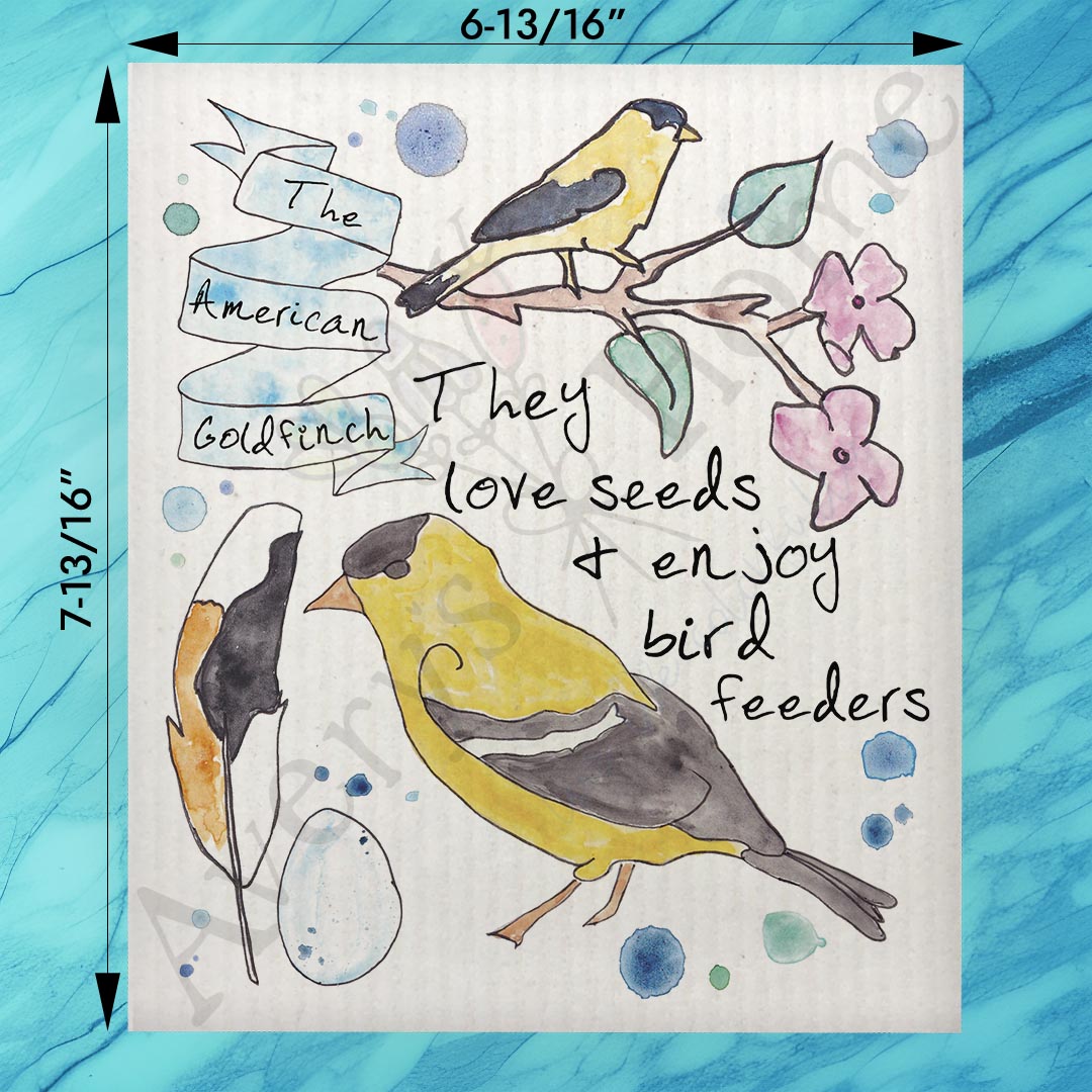American Goldfinch Facts Swedish Dishcloth – Garden Bird Decor