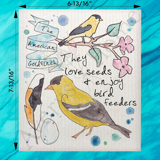 American Goldfinch Facts Swedish Dishcloth – Garden Bird Decor