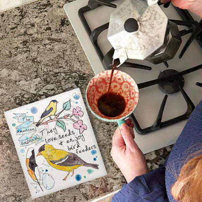 American Goldfinch Facts Swedish Dishcloth – Garden Bird Decor