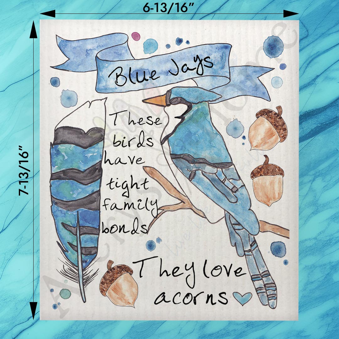 Blue Jay Facts Swedish Dishcloth – Birdwatcher Gift