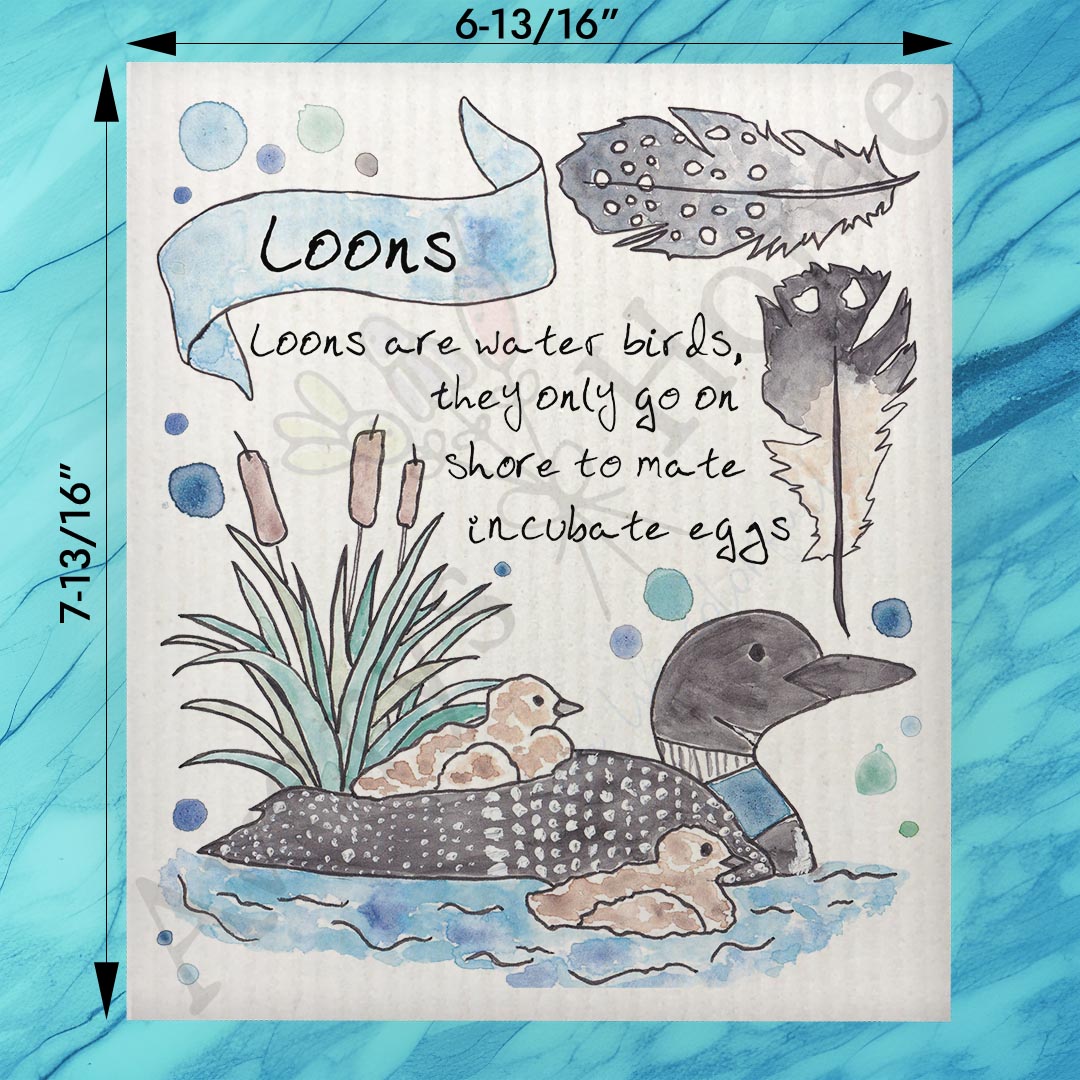 Common Loon Bird Facts Swedish Dishcloth – Lake Life Gift