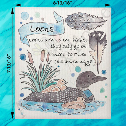 Common Loon Bird Facts Swedish Dishcloth – Lake Life Gift
