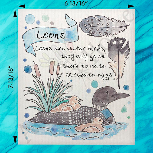 Common Loon Bird Facts Swedish Dishcloth – Lake Life Gift
