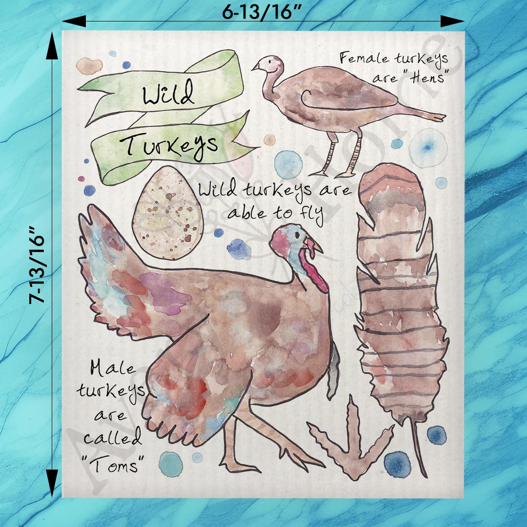 Wild Turkey Bird Facts Swedish Dishcloth