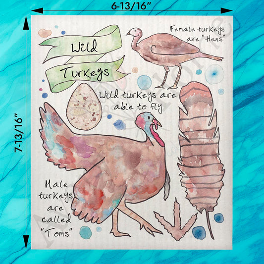 Wild Turkey Bird Facts Swedish Dishcloth