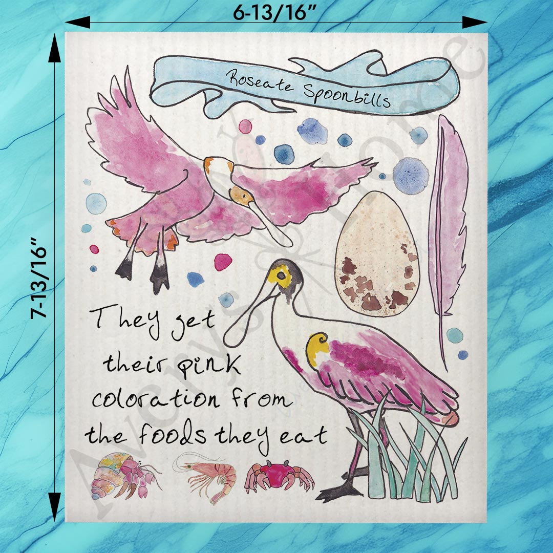 Spoonbill Bird Facts Swedish Dishcloth – Pink Bird Decor