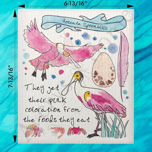 Spoonbill Bird Facts Swedish Dishcloth – Pink Bird Decor