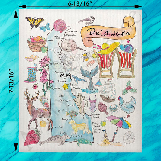 Delaware State Map Swedish Dishcloth – First State Style