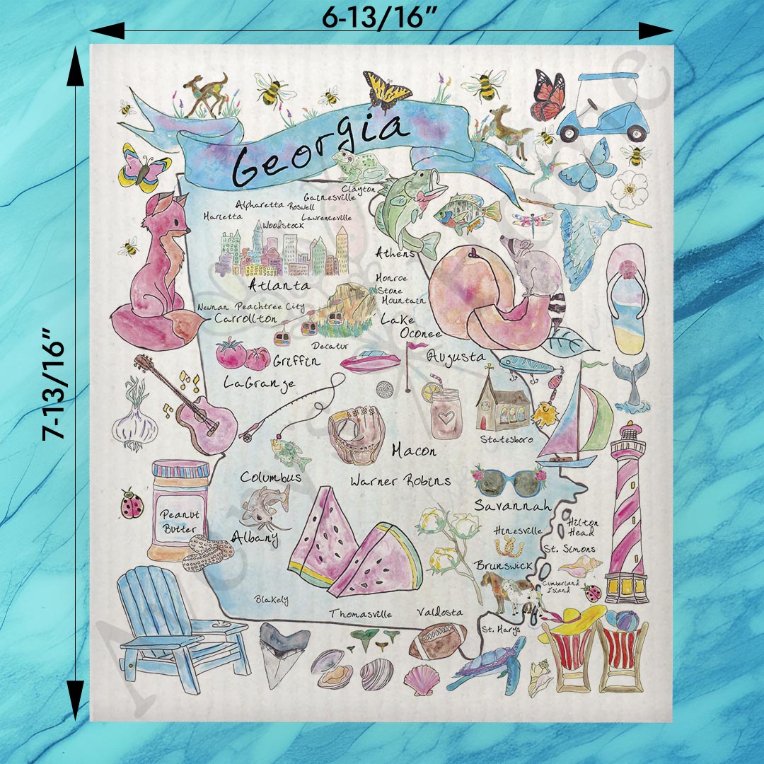 Georgia State Map Swedish Dishcloth – Peaches & Pride