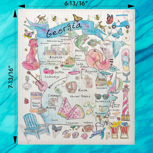 Georgia State Map Swedish Dishcloth – Peaches & Pride