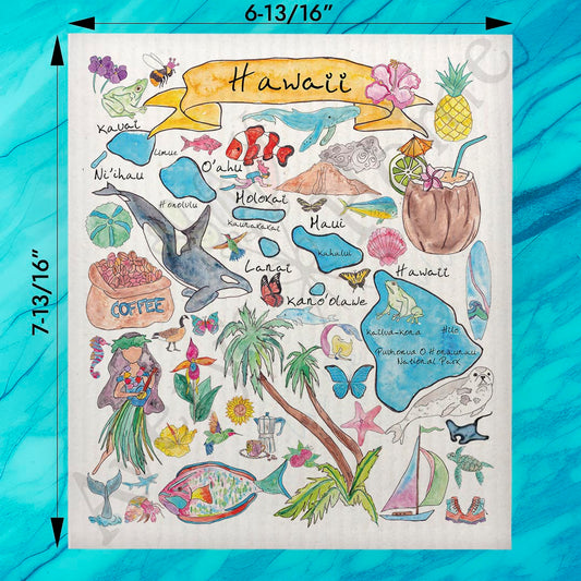 Hawaii State Map Swedish Dishcloth – Aloha Kitchen Style