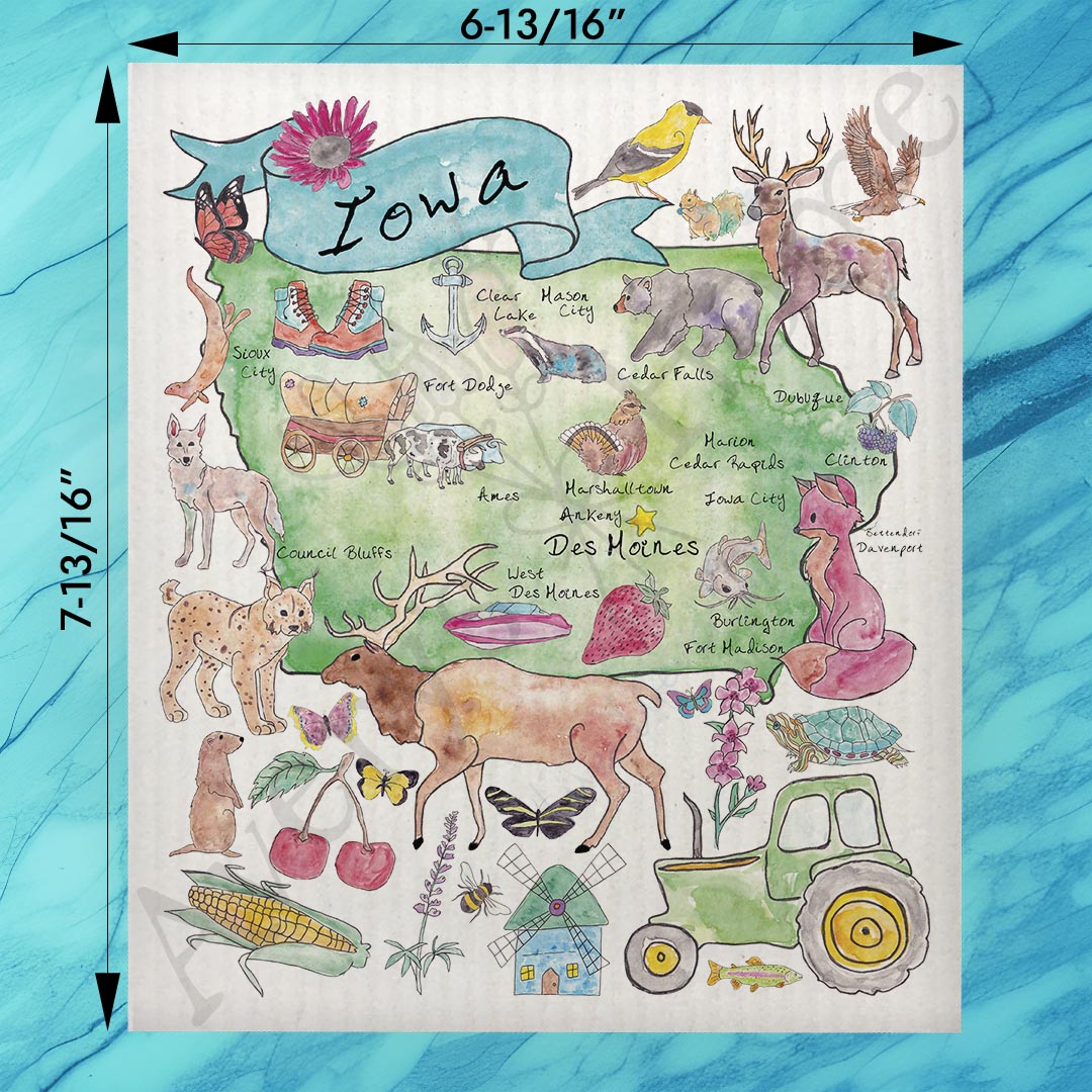 Iowa State Icon Swedish Dishcloth – Cornfields & Kindness