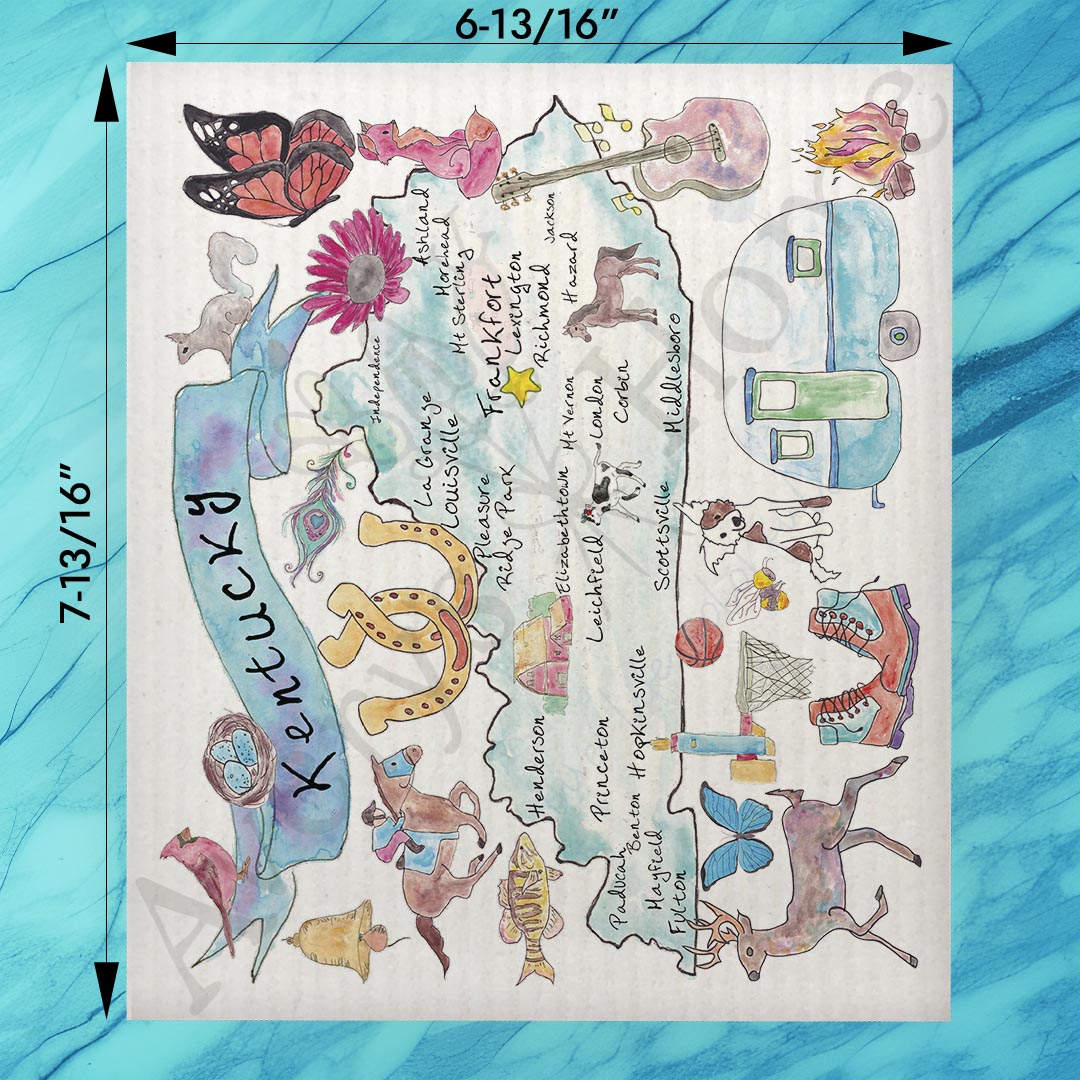 Kentucky Map Swedish Dishcloth – Bourbon, Barns & Beauty