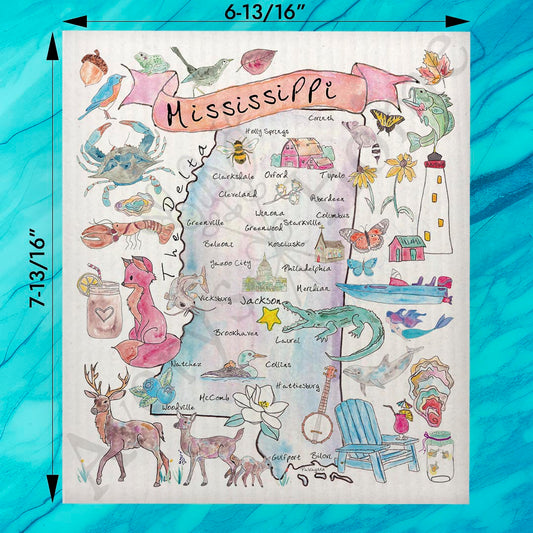 Mississippi Map Swedish Dishcloth – Southern Coast & Charm