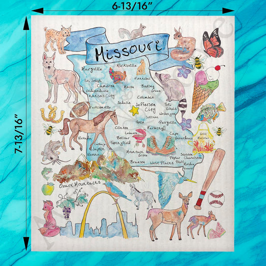 Missouri Map Swedish Dishcloth – Rivers, Roots & Road Trips