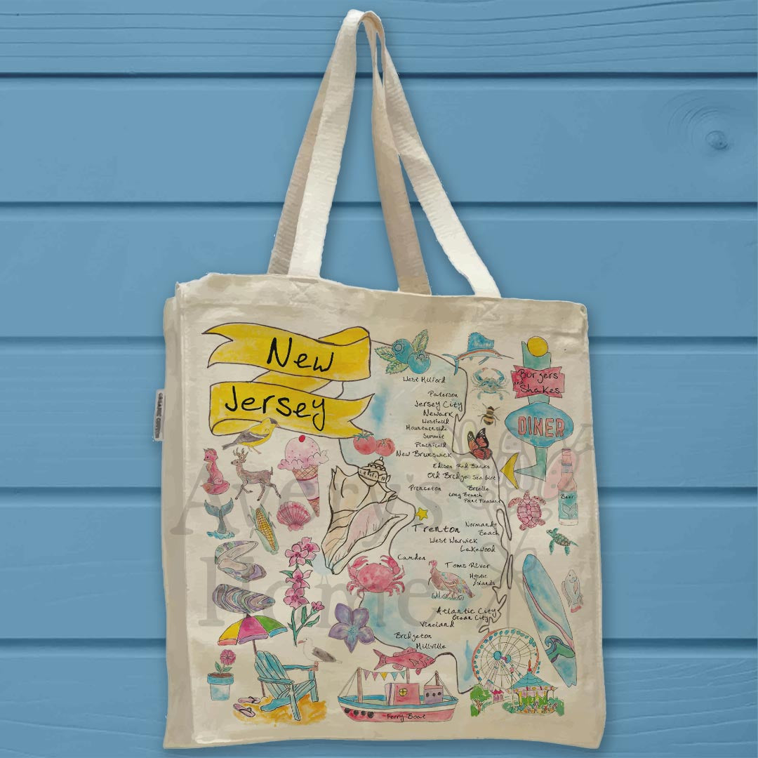 New Jersey Map Organic Cotton Tote Bag – From Boardwalk to Brick City