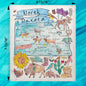 North Dakota Map Swedish Dishcloth – Buffalo, Sunflowers & Skies