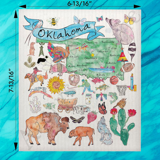 Oklahoma Map Swedish Dishcloth – Dust, Drive & Heartland