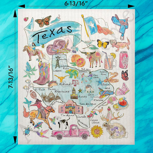 Texas Map Swedish Dishcloth – Boots, BBQ & Big Sky