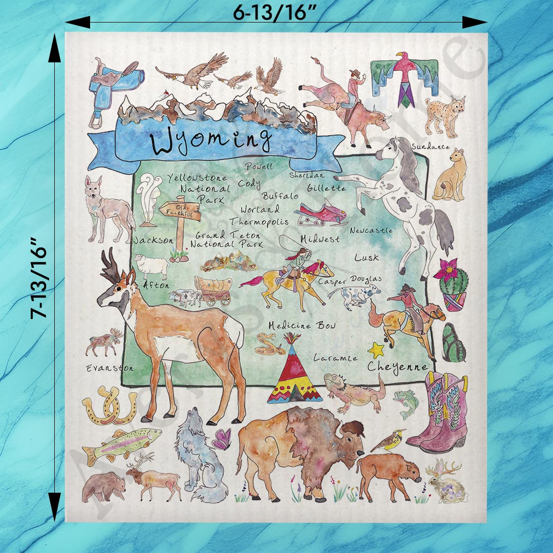 Wyoming Map Swedish Dishcloth – Rodeo & Range