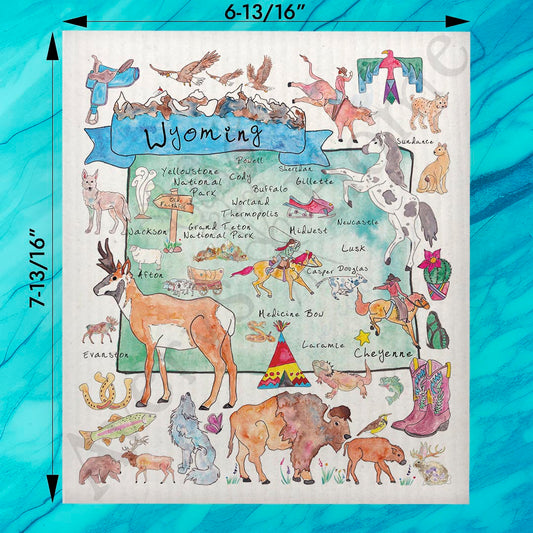 Wyoming Map Swedish Dishcloth – Rodeo & Range